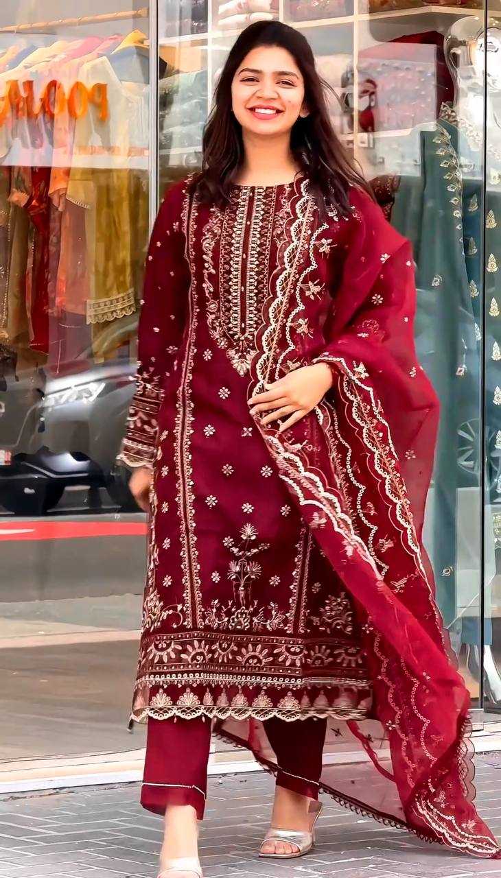 YNF ORGANZA KESH146 5004 SUITS & DRESSES ISLAMIC CLOTHING WHOLESALE PAKISTANI EMBROIDERED LADIES ZARI WORK SUITS MANUFACTURER