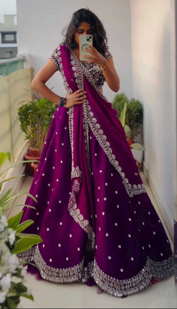 YNF ORGANZA KESH176 142 LEHENGAS WHOLESALE EMBROIDERED LEHENGA WITH DUPATTA LEHENGA WITH BLOUSE PURPLE LEHENGAS MANUFACTURER