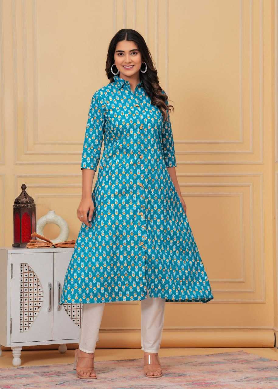 YNF PURE COTTON RIN131 015 KURTIS WHOLESALE LONG PRINTED COTTON KURTIS WITH BOTTOM FANCY KURTIS MANUFACTURER