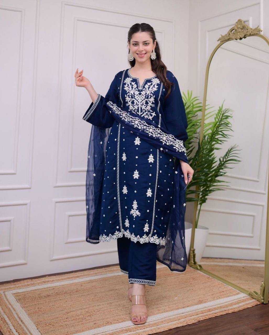 YNF RAYON KESH211 LDY88 SUITS & DRESSES WHOLESALE PARTY WEAR EMBROIDERED LONG KURTIS BLUE SALWAR SUITS MANUFACTURER