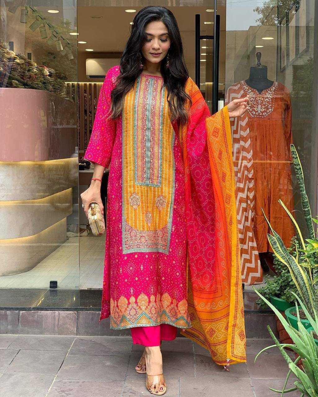 YNF SATIN KESH211 LDY94 SUITS & DRESSES WHOLESALE PRINTED EMBROIDERED LONG KURTIS STRAIGHT CUT PINK SALWAR SUITS MANUFACTURER