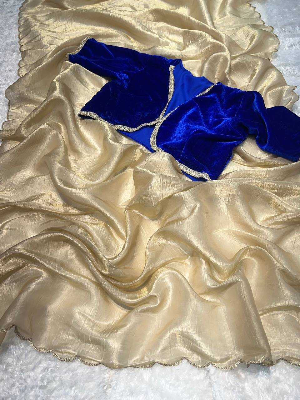 YNF TISSUE SILK KESH186 1014 SAREES WHOLESALE TISSUE SILK PLAIN SOLID CUTWORK SILK GOLDEN SAREES MANUFACTURER