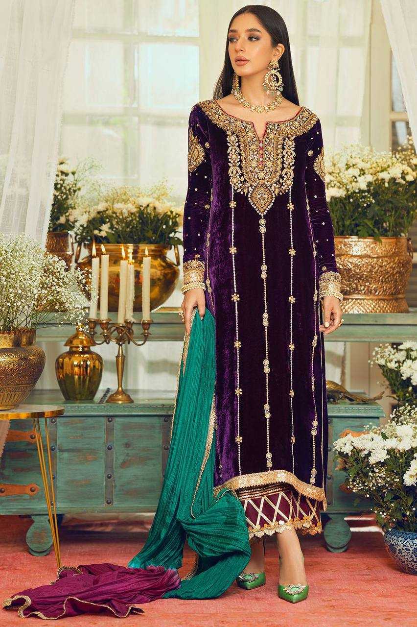 YNF VELVET KESH149 1314 SUITS & DRESSES ISLAMIC CLOTHING WHOLESALE PAKISTANI EMBROIDERED VELVET LADIES SILK PALAZZO SUITS MANUFACTURER