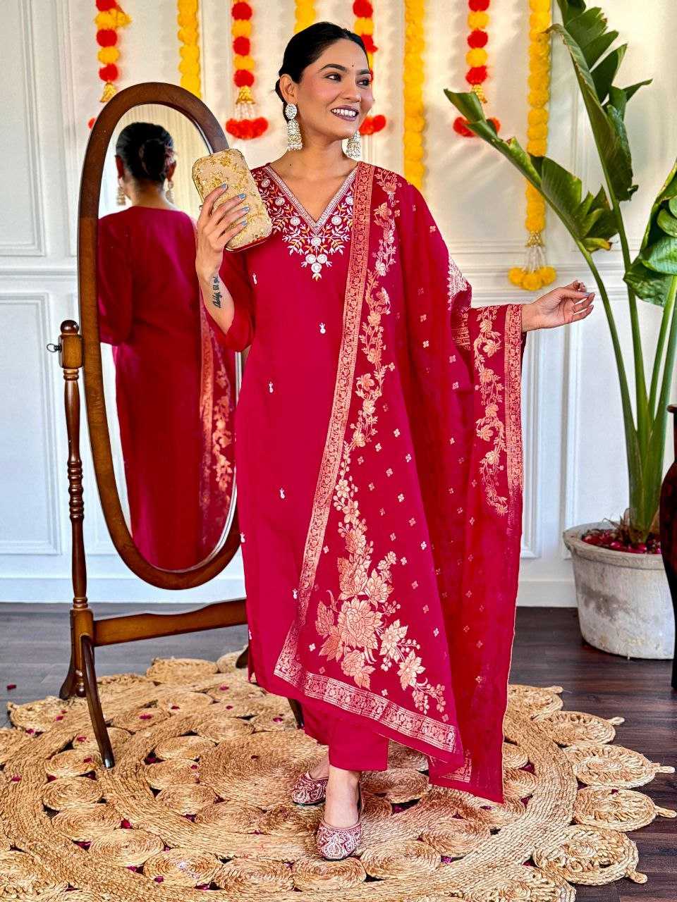 YNF VISCOSE CHANDERI RIN127 271 SUITS & DRESSES WHOLESALE LADIES DIWALI EMBROIDERY PARTY WEAR ZARI WORK SUITS MANUFACTURER