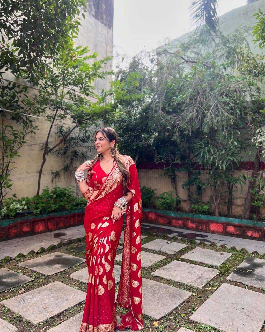 YNF VISCOSE KESH163 35 SAREES WHOLESALE ZARI BORDER VISCOSE RED TEEJ KARWA CHAUTH SAREES MANUFACTURER