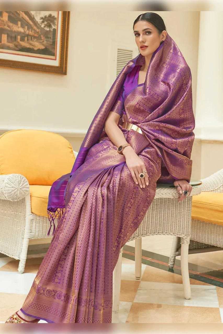 YNF BANARASI SILK KESH209 BHC04 SILK SAREES WHOLESALE BANARASI SILK PURPLE SILK SAREE MANUFACTURER