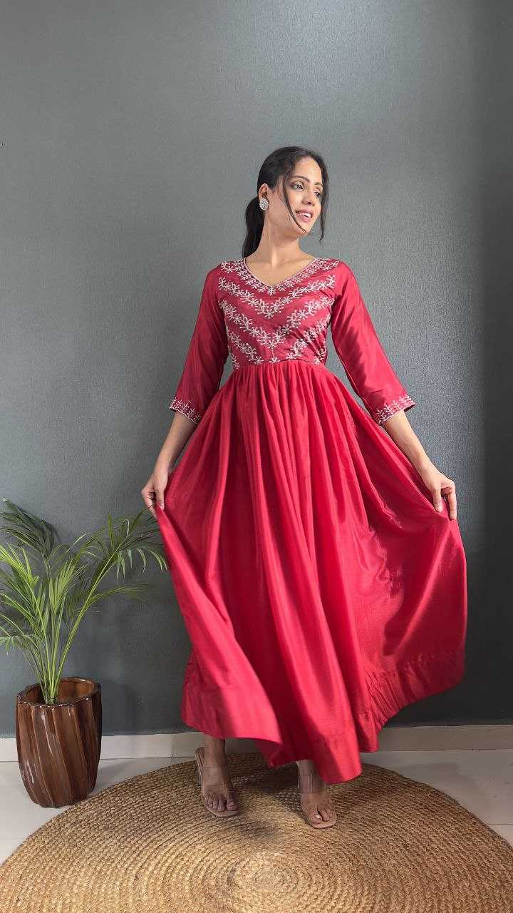 YNF CHINON SILK KESH208 092 GOWNS WHOLESALE ANARKALI LONG SILK GOWNS MANUFACTURER