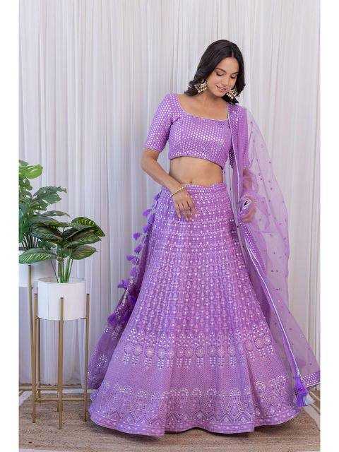 YNF FAUX GEORGETTE KESH164 L09 LEHENGAS WHOLESALE DESIGENR GEORGETTE WEDDING SEQUINS PURPLE LEHENGAS MANUFACTURER