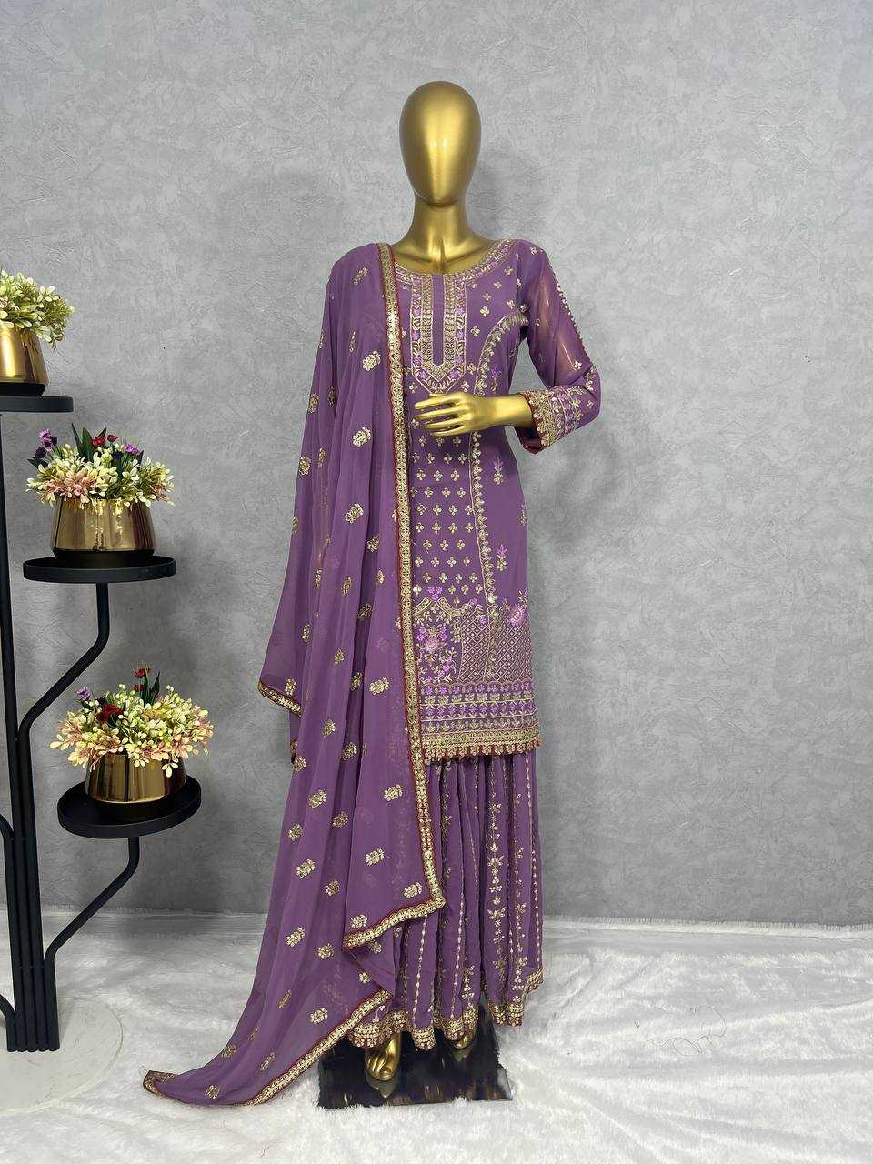 YNF FAUX GEORGETTE KESH227 1002 SUITS & DRESSES WHOLESALE SHARARA SALWAR EMBROIDERY GEORETTE PARTY WEAR WEDDING SUITS MANUFACTURER