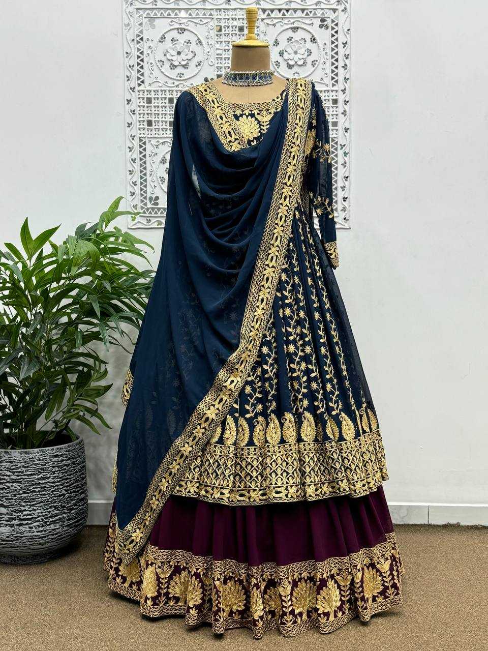 YNF FAUX GEORGETTE KESH227 1018 LEHENGAS WHOLESALE FANCY EMBROIDERED GEORGETTE ZARI WORK LEHENGAS MANUFACTURER