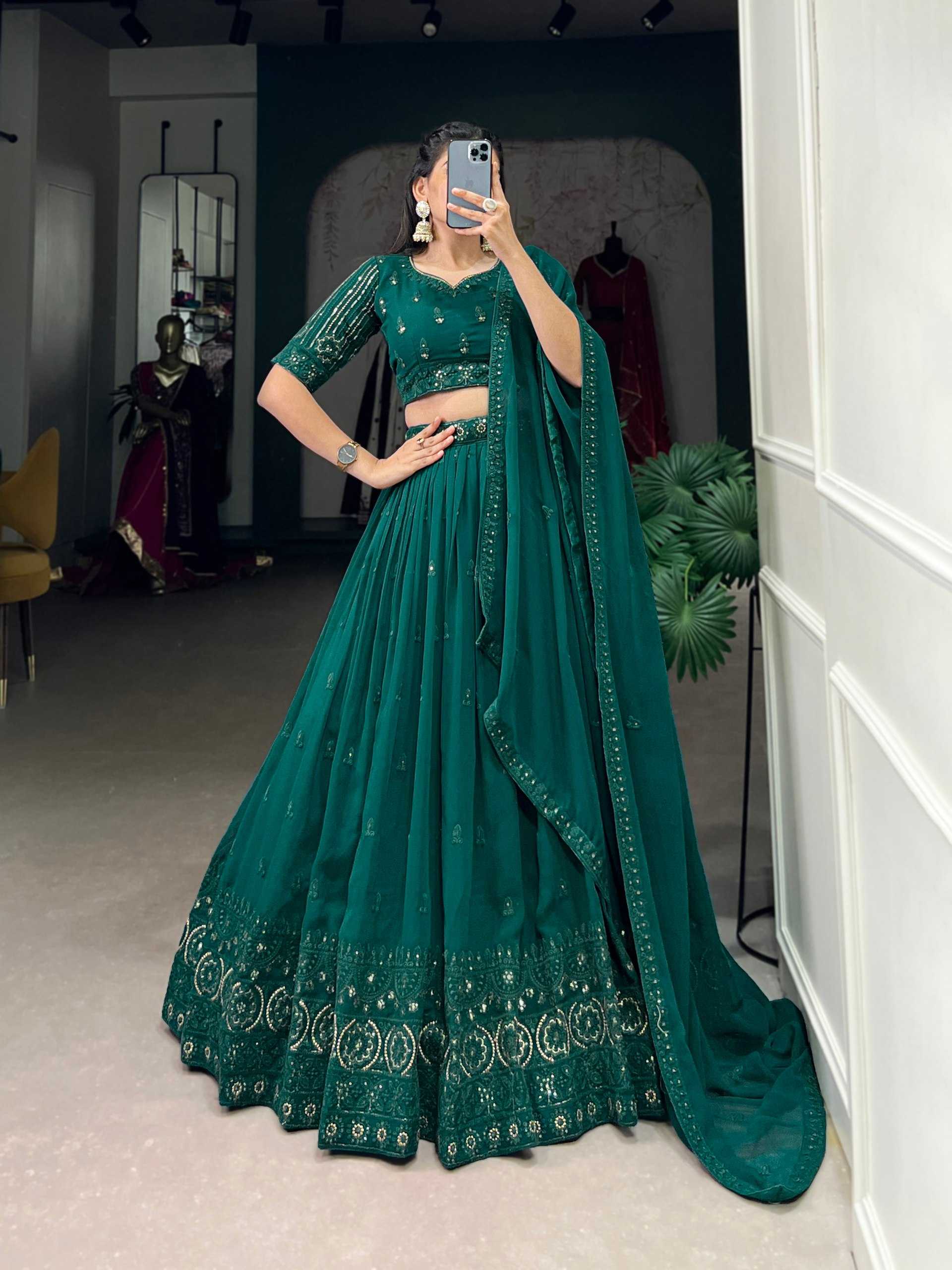 YNF GEORGETTE KESH134 1408 LEHENGAS WHOLESALE EMBROIDERED GEORGETTTE LEHENGA WITH DUPATTA LEHENGA WITH BLOUSE MANUFACTURER