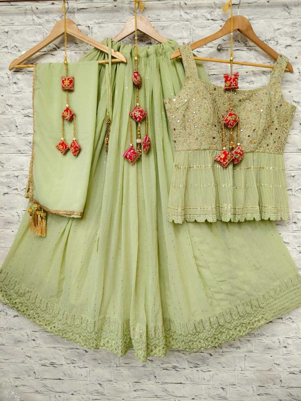 YNF GEORGETTE KESH179 AHB99 LEHENGAS WHOLESALE SEQUINS CROP TOP GEORGETTE MANUFACTURER