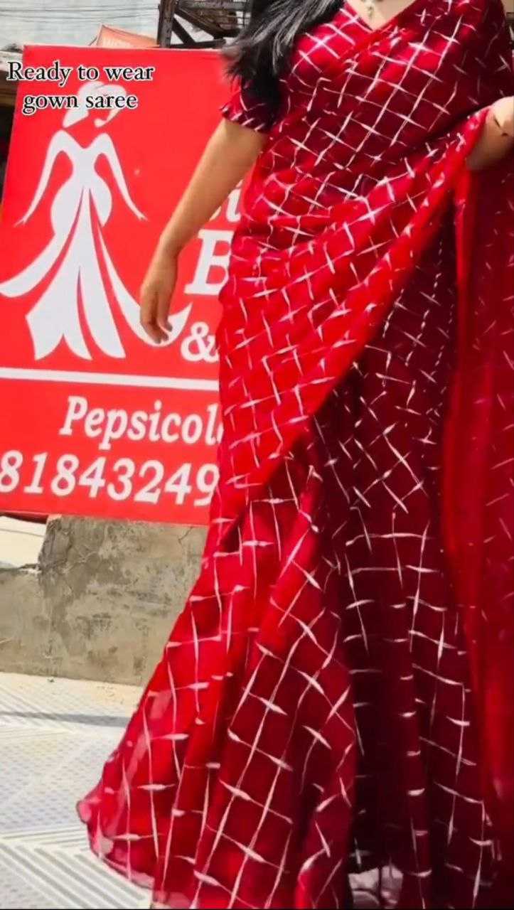 YNF GEORGETTE KESH188 9182 GOWNS SAREES WHOLESALE PRINTED GEORGETTE RED SAREES GOWNS MANUFACTURER