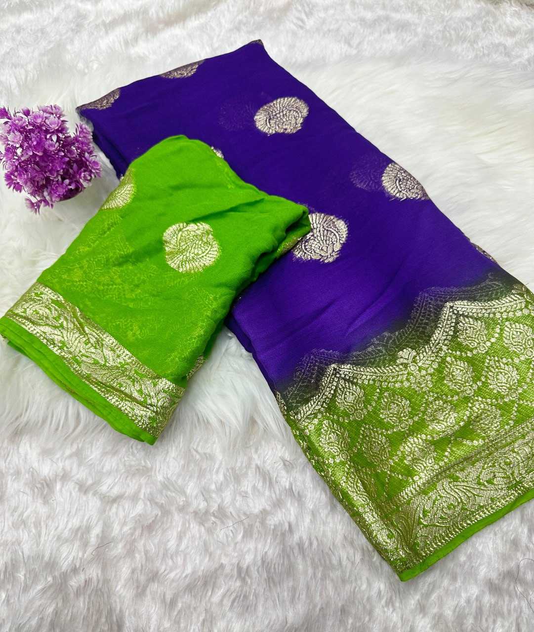 YNF GEORGETTE RIN104 ARE133 SAREES WHOLESALE GEORGETTE VISCOSE ZARI BORDER SAREES  MANUFACTURER