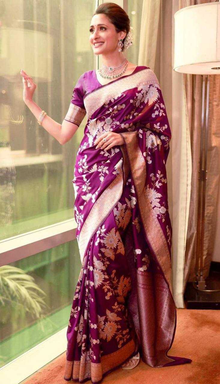 YNF LICHI SILK KESH162 VRT103 SAREES WHOLESALE ZARI BORDER SILK PURPLE SAREES MANUFACTURER