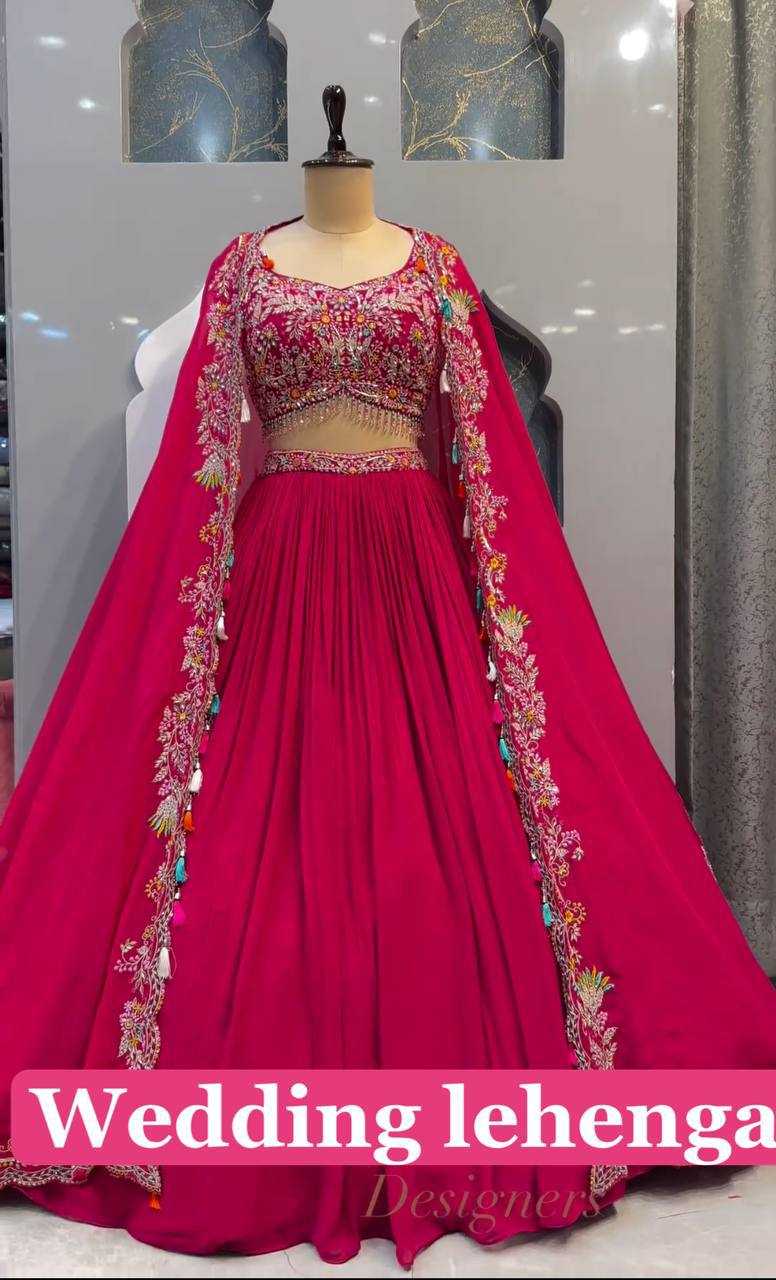 YNF MALAI SILK RIN114 5001 LEHENGAS WHOLESALE DESIGENR SILK WEDDING EMBROIDERED PINK LEHENGAS MANUFACTURER