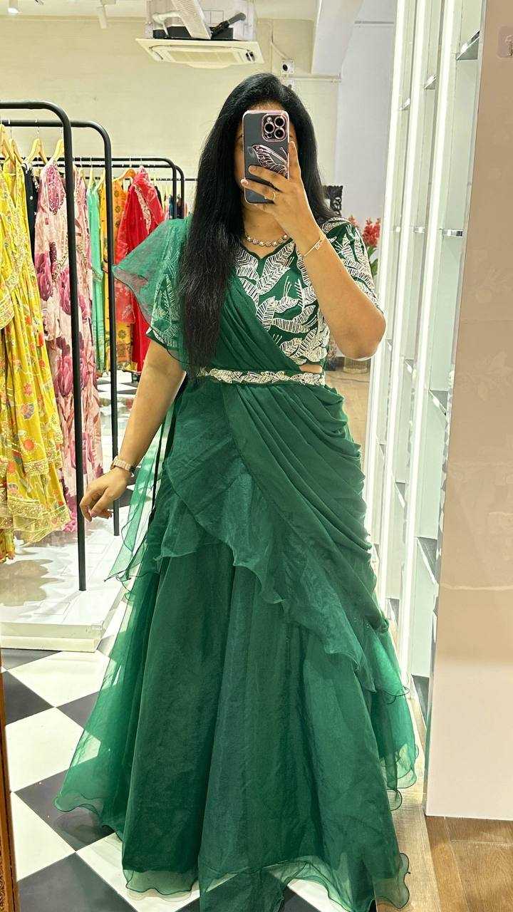 YNF ORGANZA KESH232 990 LEHENGAS WHOLESALE SILK LEHENGA FOR MEHNDI GREEN MEHNDI OUTFITS LEHENGAS MANUFACTURER