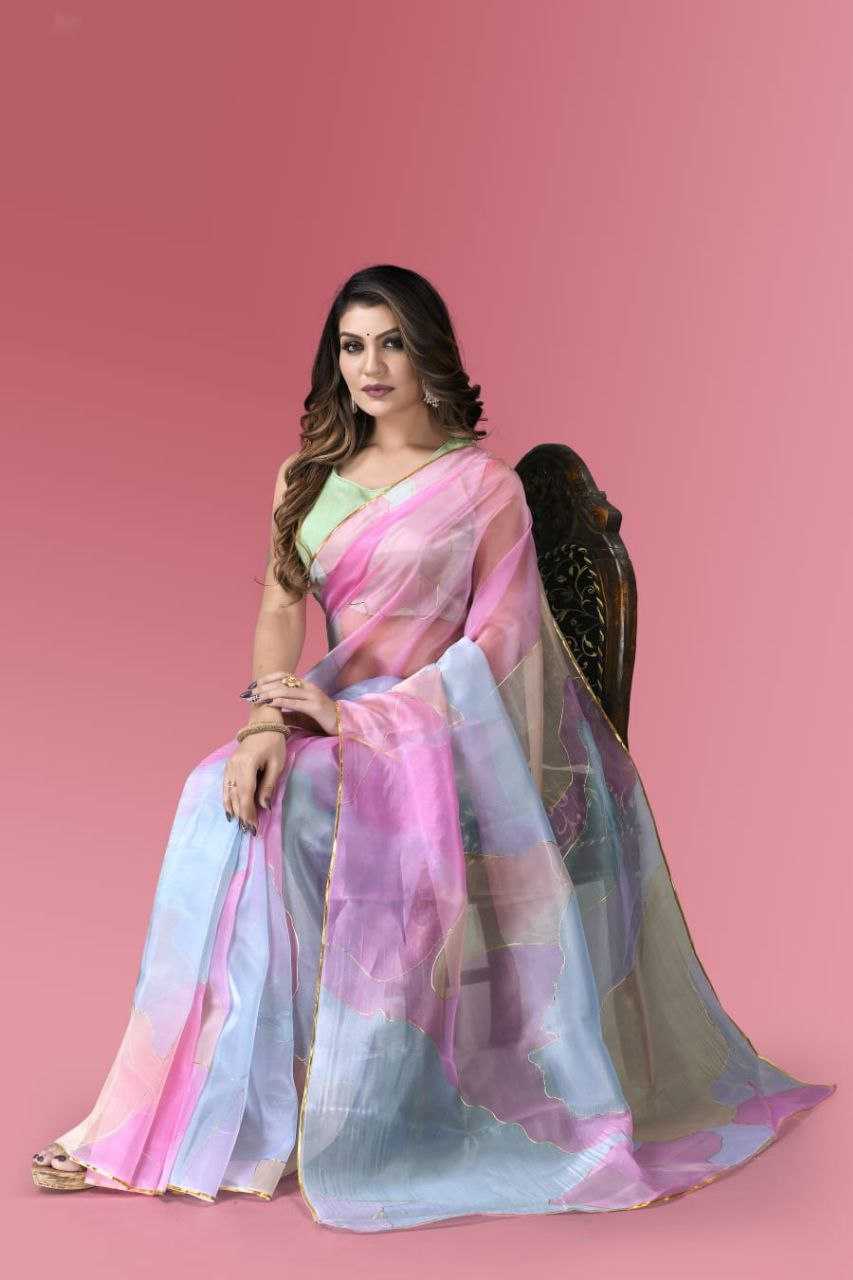 YNF ORGANZA RIN202 527 SAREES WHOLESALE ORGANZA FANCY PRINTED LACE BORDER SAREES MANUFACTURER