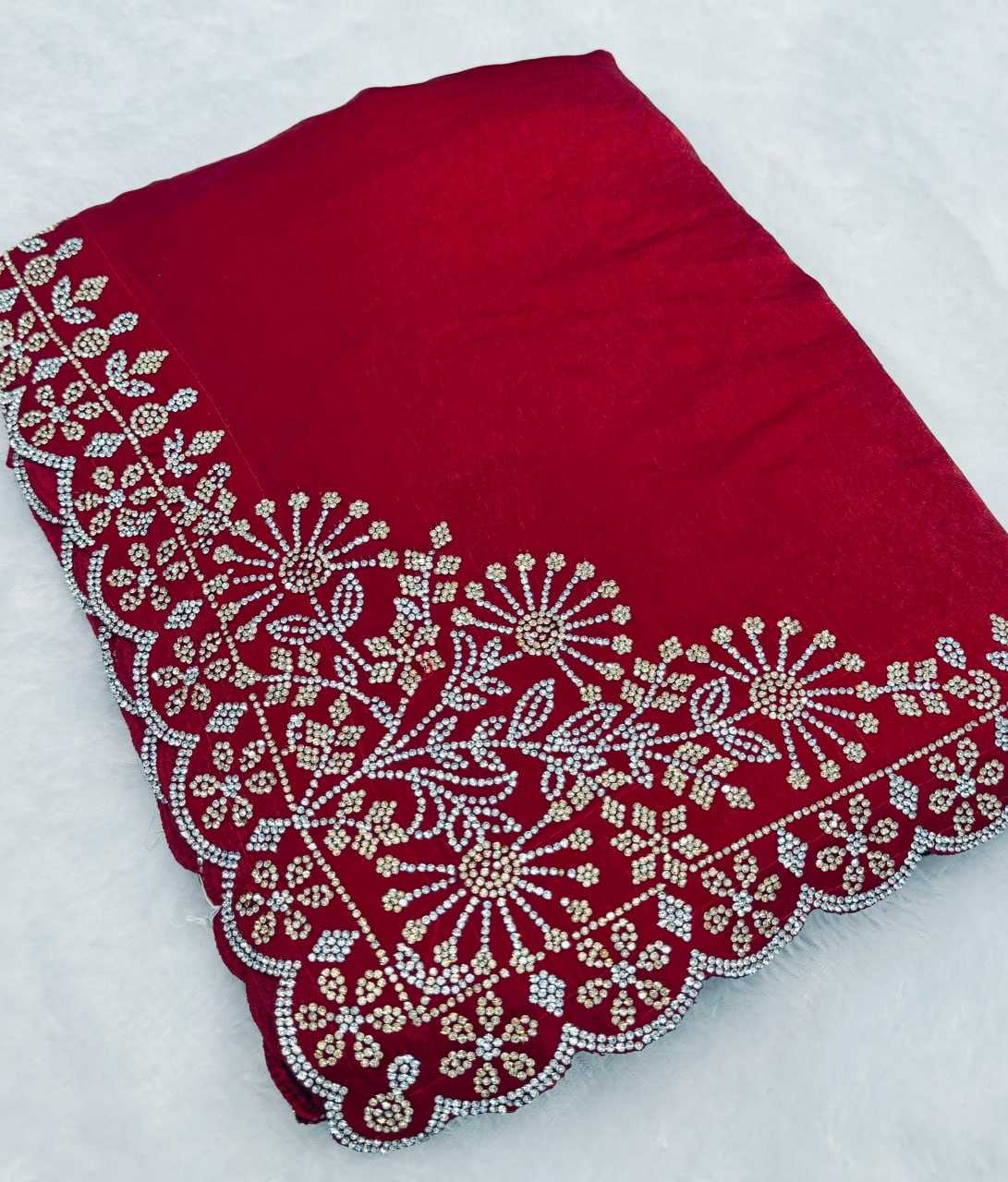 YNF SATIN KESH114 ANTRA-2 SAREES WHOLESALE CURTWORK RED SATIN SAREES MANUFACTURER