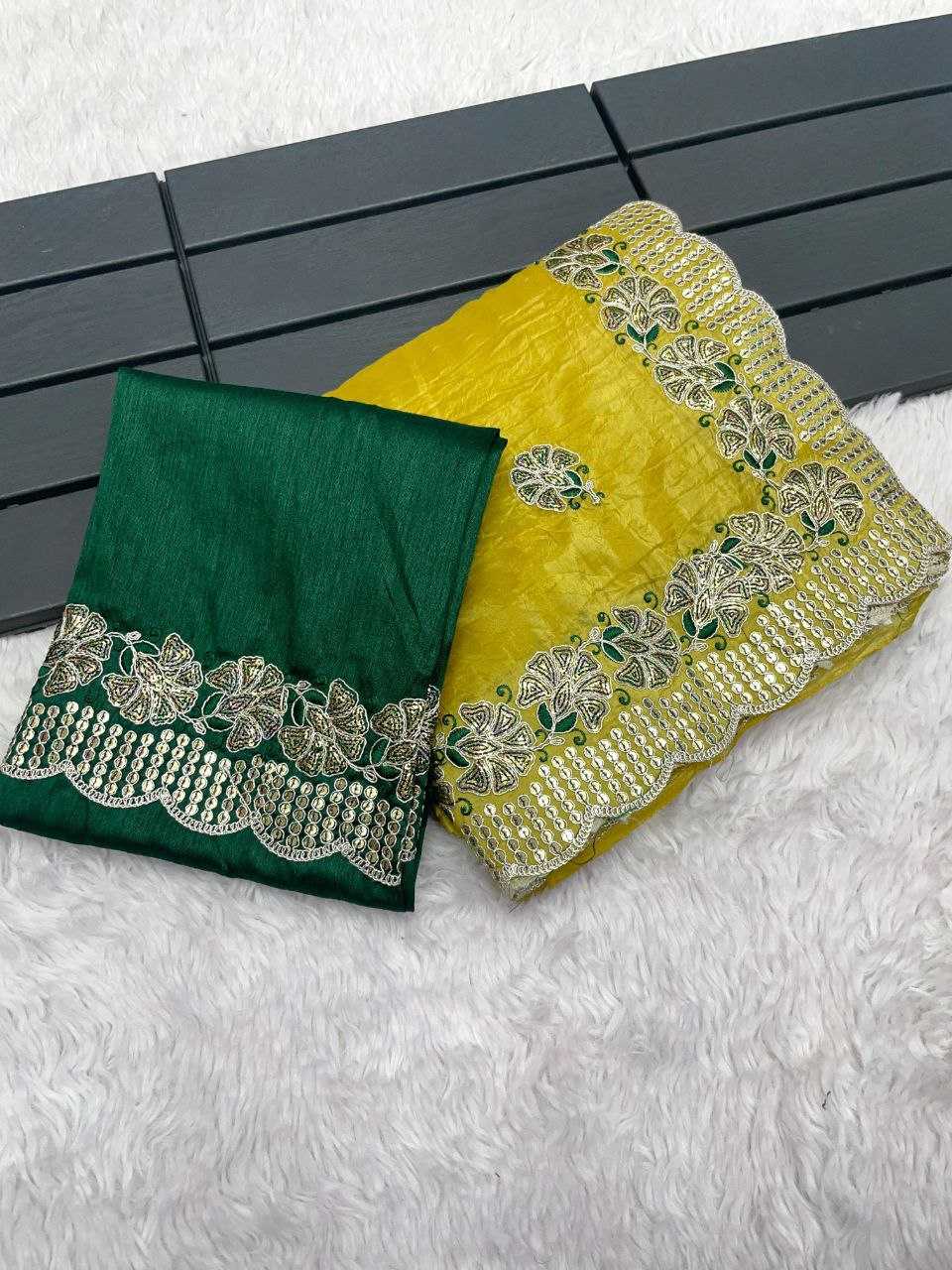 YNF SOFT GOLD CRUSH RIN202 561 SAREES WHOLESALE PARTY WEAR SEQUENCE EMBROIDERED SAREES MANUFACTURER