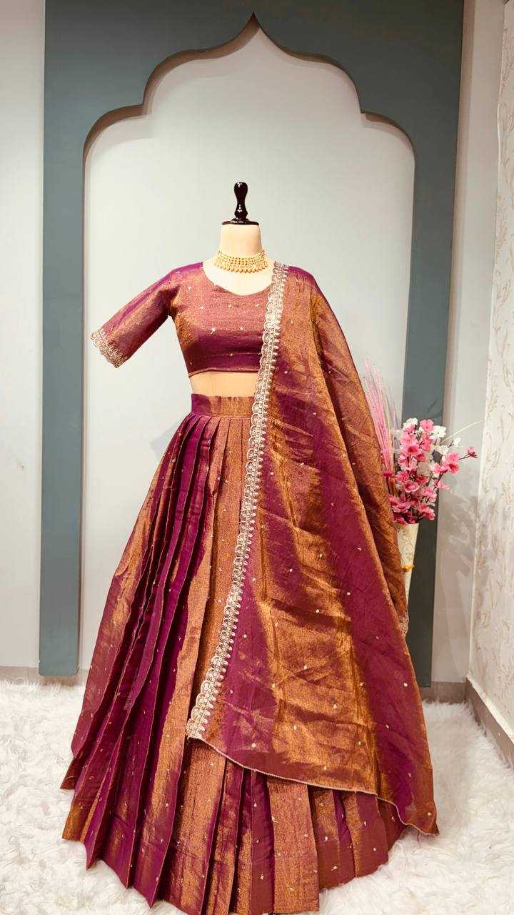 YNF TISSUE SILK KESH224 206 LEHENGAS WHOLESALE FANCY SILK EMBROIDERED LEHENGAS WITH DUPATTA LEHENGA WITH BLOUSE MANUFACTURER