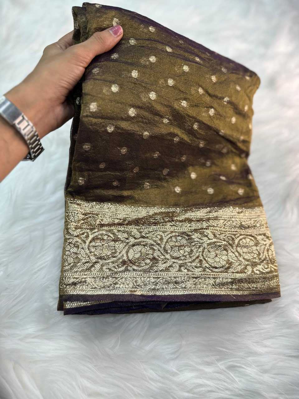 YNF TISSUE SILK RIN104  APE110 SAREES WHOLESALE TISSUE SILK BUTTA VISCOSE SILK SAREES MANUFACTURER