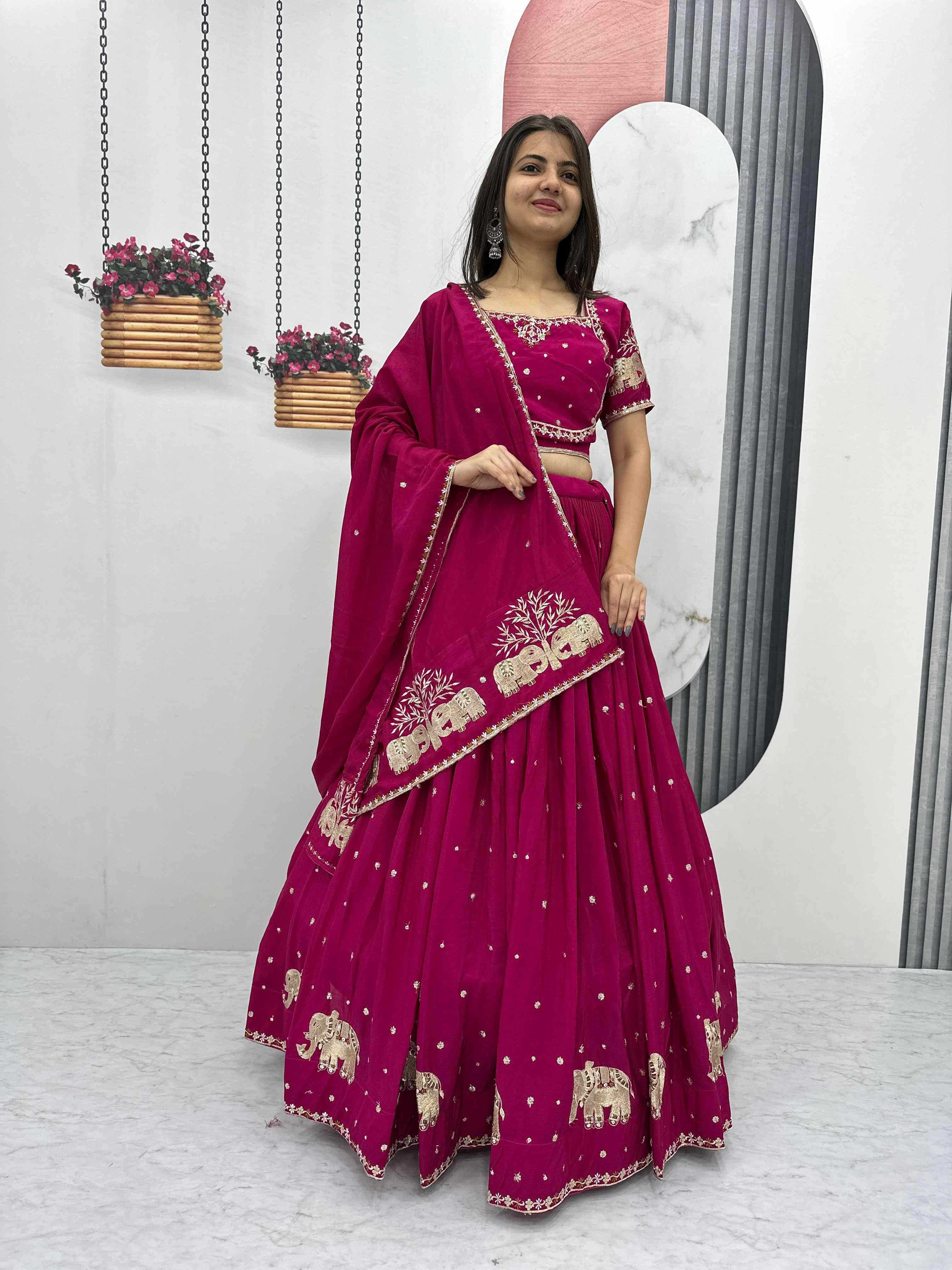 YNF CHINON KESH392 VAI05 LEHENGAS WHOLESALE EMBROIDERED THREAD WORK SEQUINS LEHENGAS MANUFACTURER