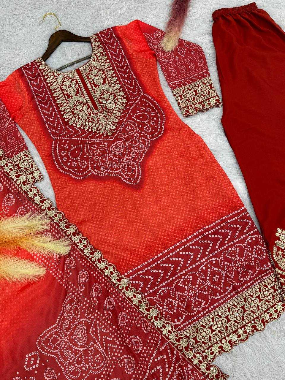 YNF CHINON SILK KESH227 1022 SUITS & DRESSES PRINTED EMBROIDERY WEDDING SILK BANDHANI SUITS MANUFACTUR