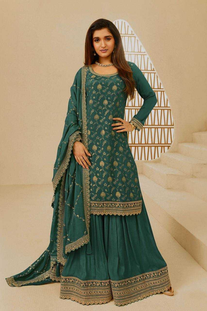 YNF CHINON SILK KESH228 572 SUITS & DRESSES PALAZZO EMBROPIDERY WEDDING GREEN SALWAR SUITS MANUFACTUR