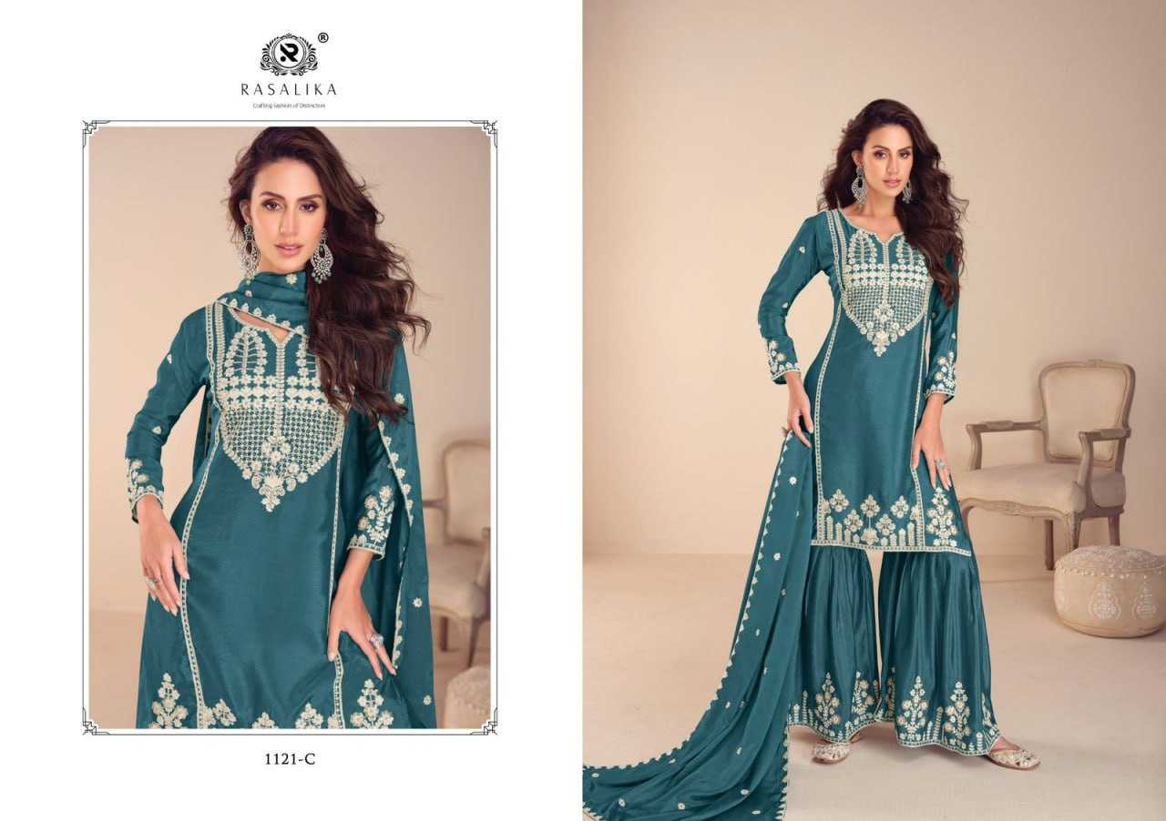 YNF CHINON SILK RASALIKA KESH233 MEHFIL CLOTHING BRANDS WHOLESALE SUITS MANUFACTURER