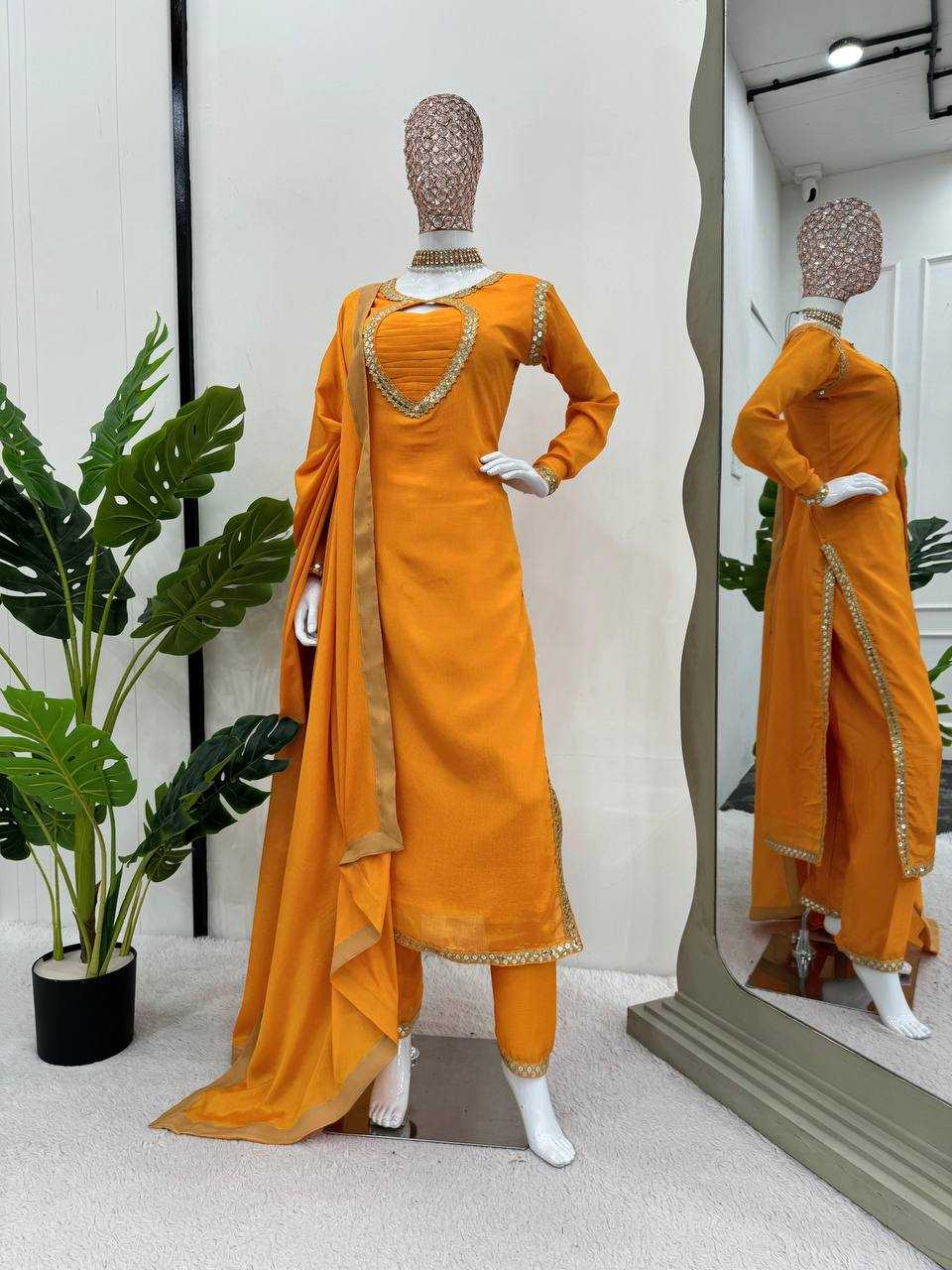 YNF CHINON SILK RIN169 5774 SUITS & DRESSES WHOLESALE WEDDING SILK YELLOW SALWAR HALDI OUTFITS SUITS MANUFACTURE