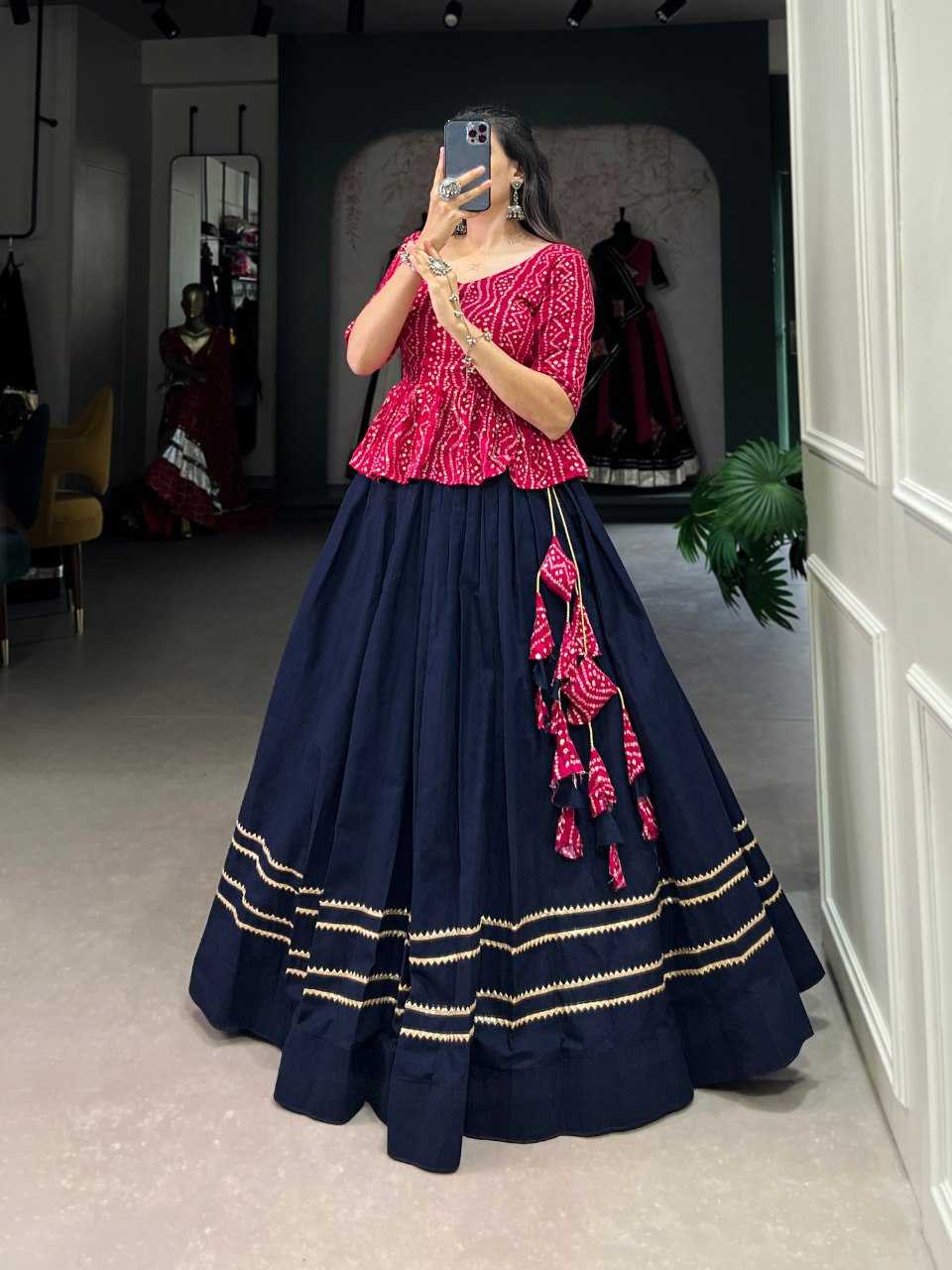 YNF COTTON KESH136 1325 LEHENGAS WHOLESALE GOTA PATTI CEOP TOP BLUE LEHENGAS MANUFACTURER