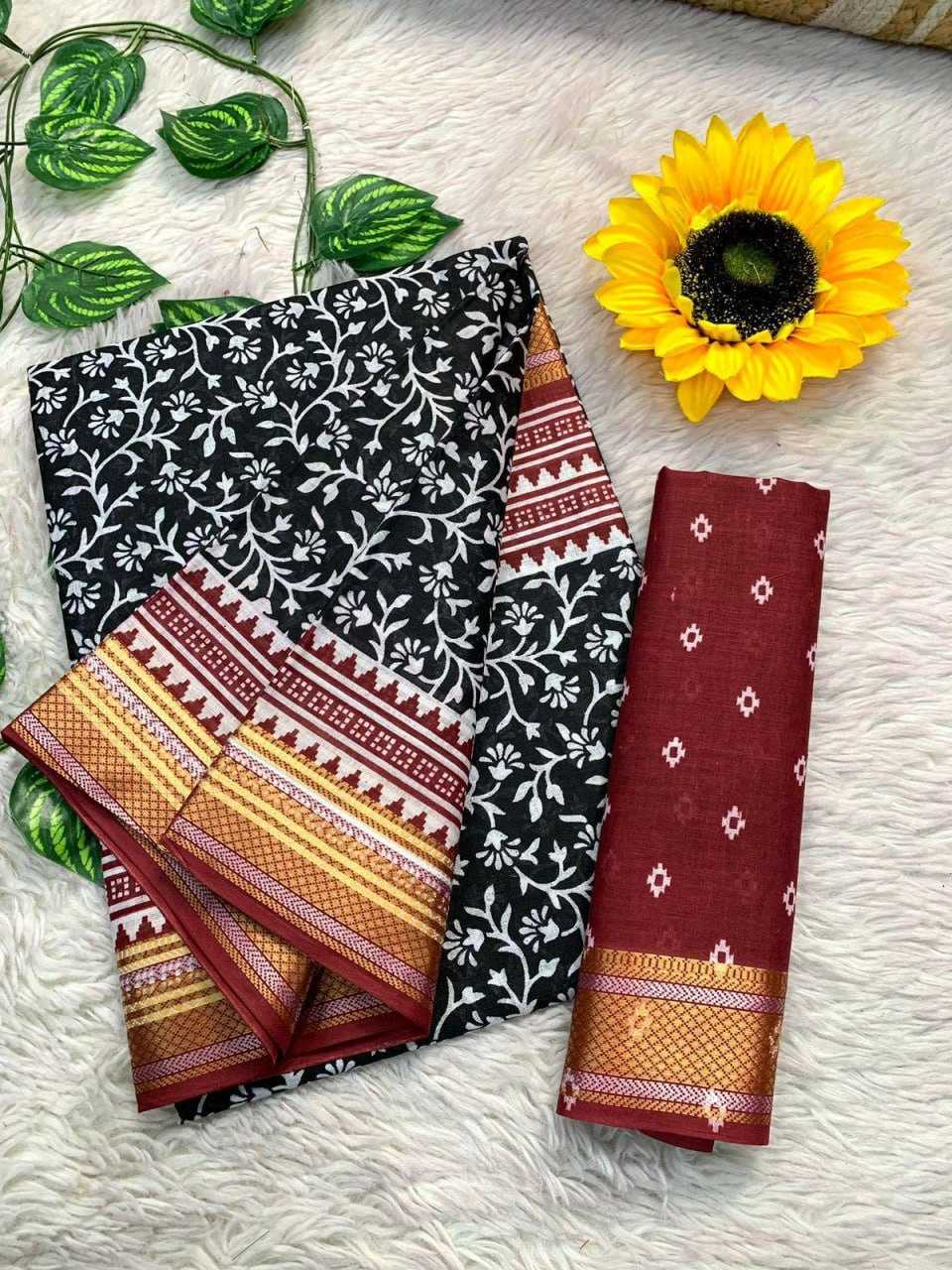 YNF COTTON KESH244 AJRAKH2 SAREES WHOLESALE PRINTED COTTON LINEN AJRAKH OFFICE WESR SAREES MANUFACTURER