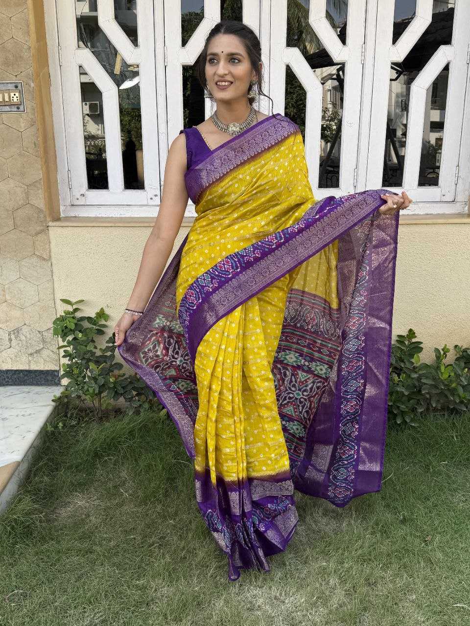 YNF COTTON SILK KESH117 RWC83 SAREES WHOLESALE COTTON BANDHANI JACQUARD SILK YELLOW SAREES MANUFACTURER