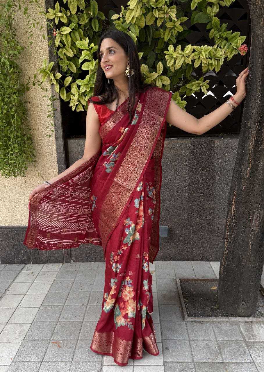 YNF DOLA SILK KESH117 RWC32 SILK SAREES WHOLESALE DOLA SILK ZARI BORDER SILK PRINTED RED SAREES MANUFACTURER