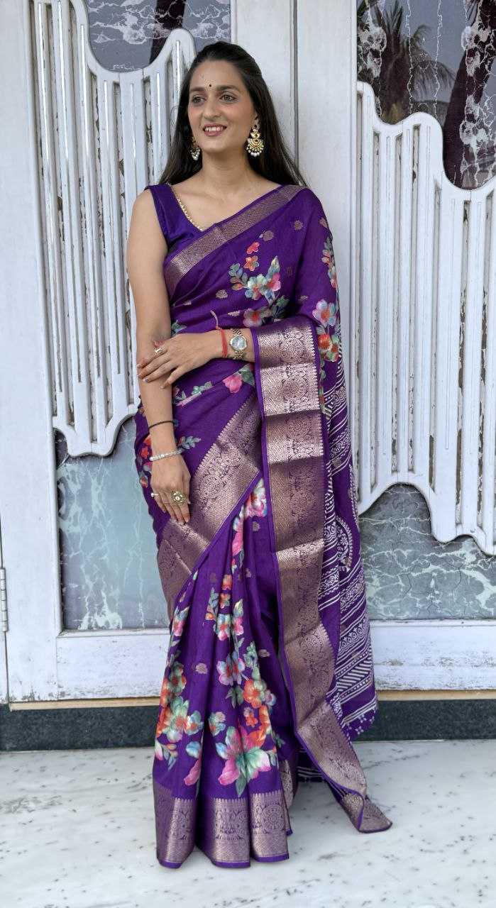 YNF DOLA SILK KESH117 RWC36 SILK SAREES WHOLESALE DOLA SILK ZARI BORDER SILK PRINTED PURPLE SILK SAREES MANUFACTURER