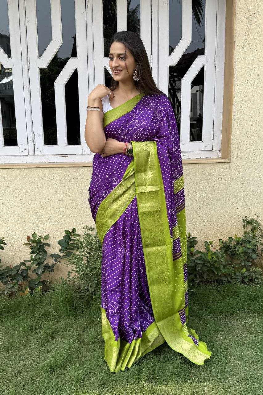 YNF DOLA SILK KESH117 RWC41 SILK SAREES WHOLESALE DOLA SILK ZARI BORDER SILK UNIFORM BANDHANI PURPLE SILK SAREES MANUFACTURER