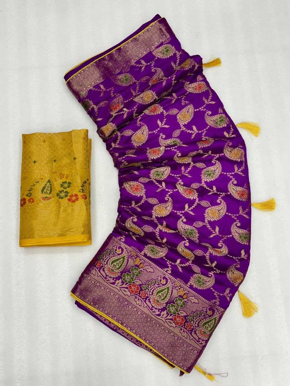 YNF DOLA SILK KESH213 RIN07 SAREES WHOLESALE DOLA SILK ZARI BORDER SILK PURPLE WEDDING OUTFITS SAREES MANUFACTURER