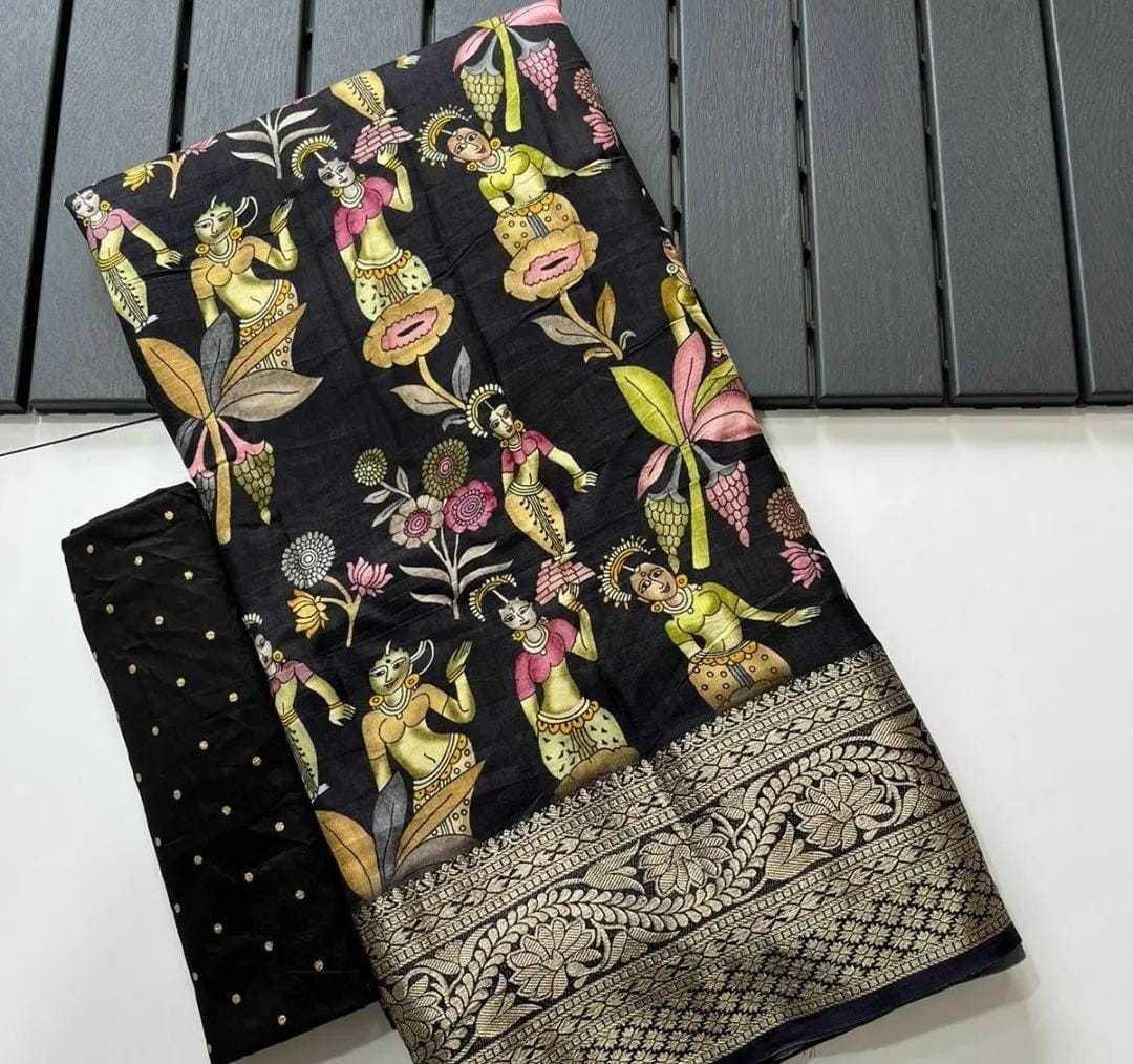 YNF DOLA SILK RIN149 MKD140 SILK SAREES WHOLESALE DOLA SILK ZARI BORDER SILK PRINTED SILK KALAMKARI SILK SAREES MANUFACTURER