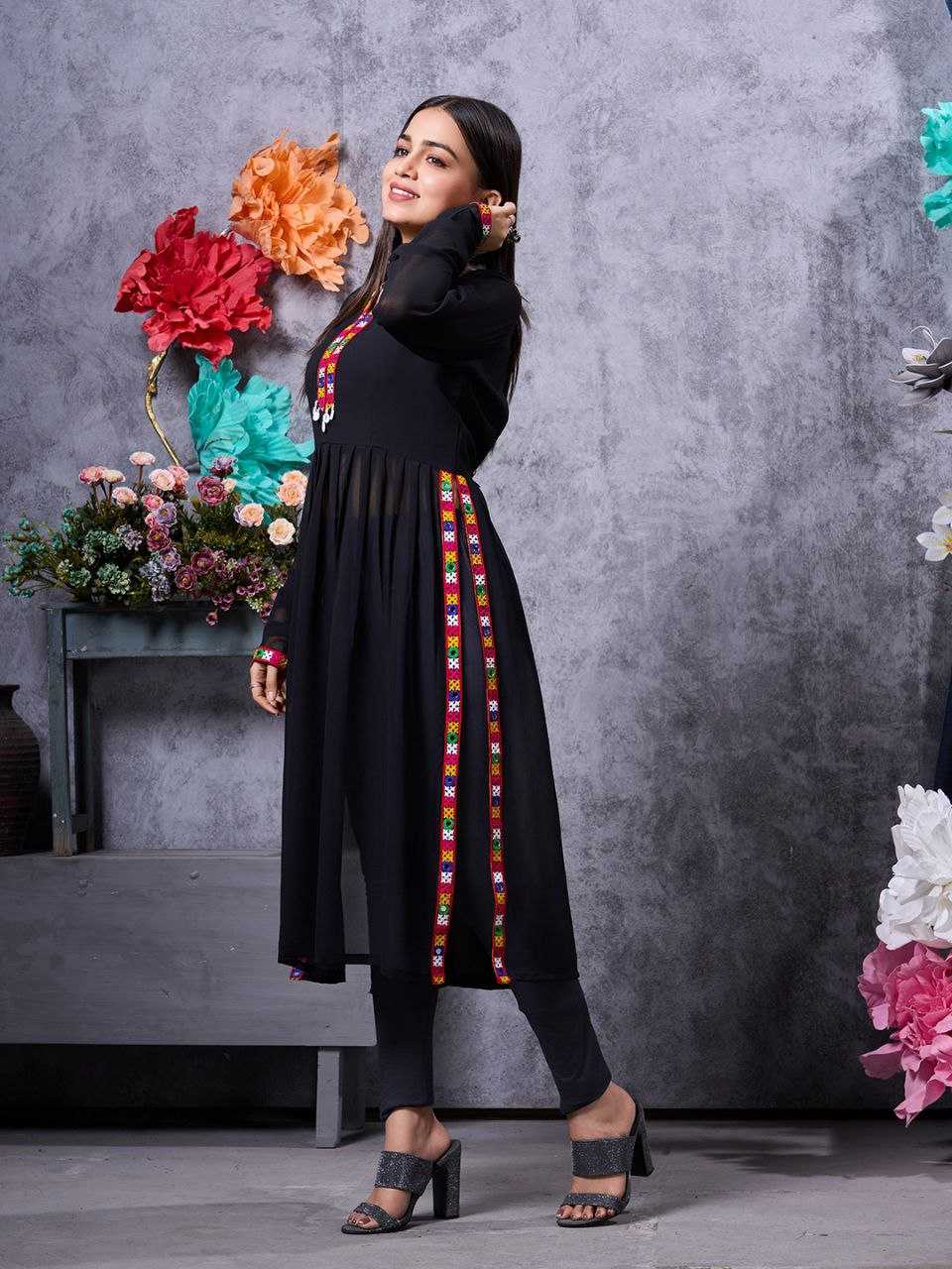 YNF FAUX GEORGETTE KESH243 1026 KURTIS WHOLESALE FANCY LONG BLACK GEORGETTE KURTIS MANUFACTURER