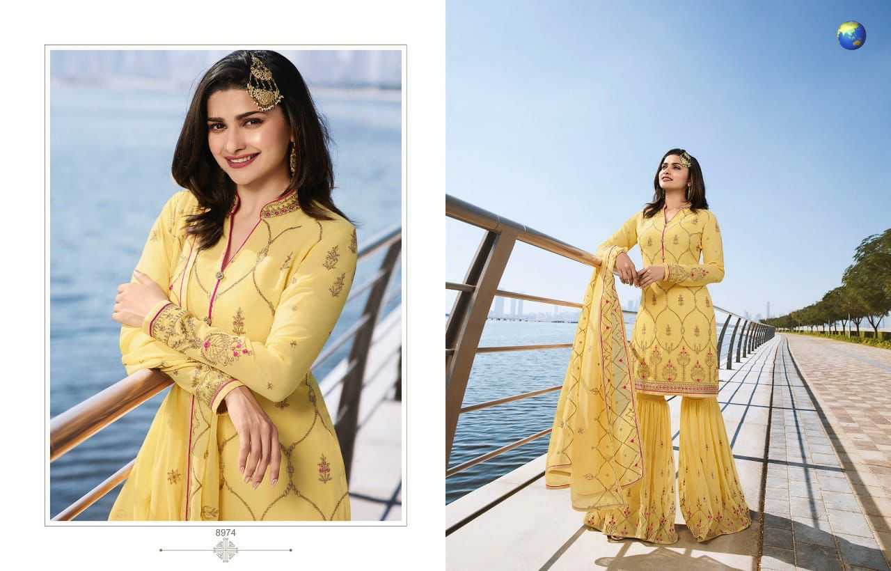 YNF FAUX GEORGETTE RIN131 8974 SUITS & DRESSES WHOLESALE SHARARA EMBROIDERY GEORGETTE YELLOW SALWAR PRACHI DESAI SUITS MANUFACTURE