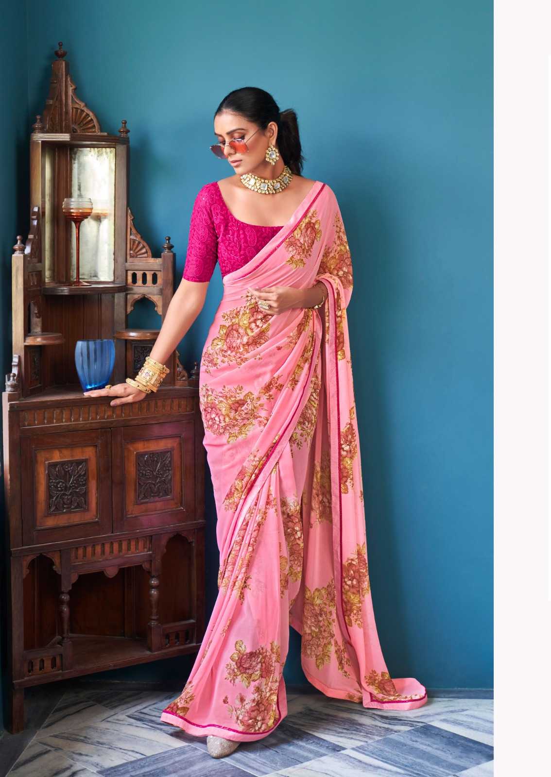 YNF GEORGETTE KESH235 Jharokha SAREES WHOLESALE PRINTED LADIES WEIGHTLESS SAREES MANUFACTURER