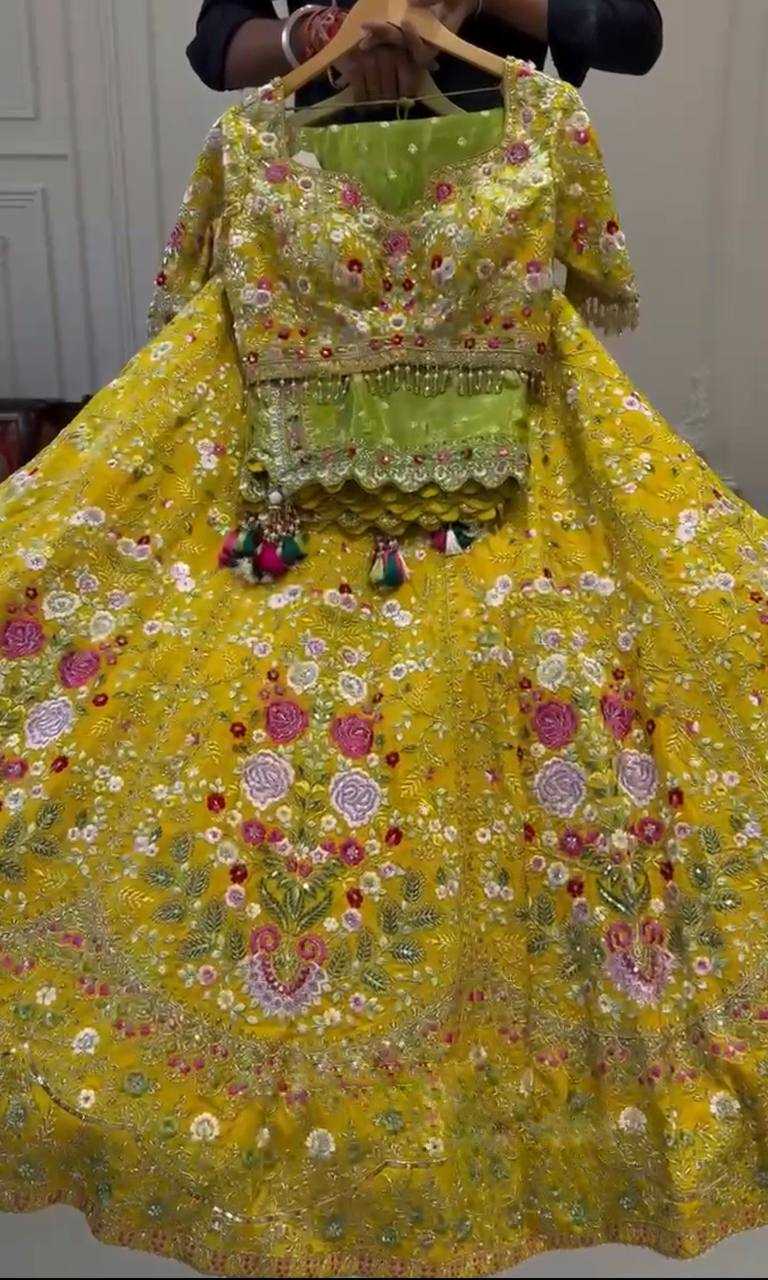 YNF GEORGETTE RIN108 1692 LEHENGAS WHOLESALE WEDDING EMBROIDERED GEORGETTE DESIGNER YELLOW HALDI OUTFITS LEHENGAS MANUFACTURER