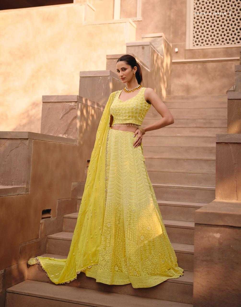 YNF GEORGETTE SAYURI KESH233 SANIYA CLOTHING BRANDS WHOLESALE LEHENGAS MANUFACTURER