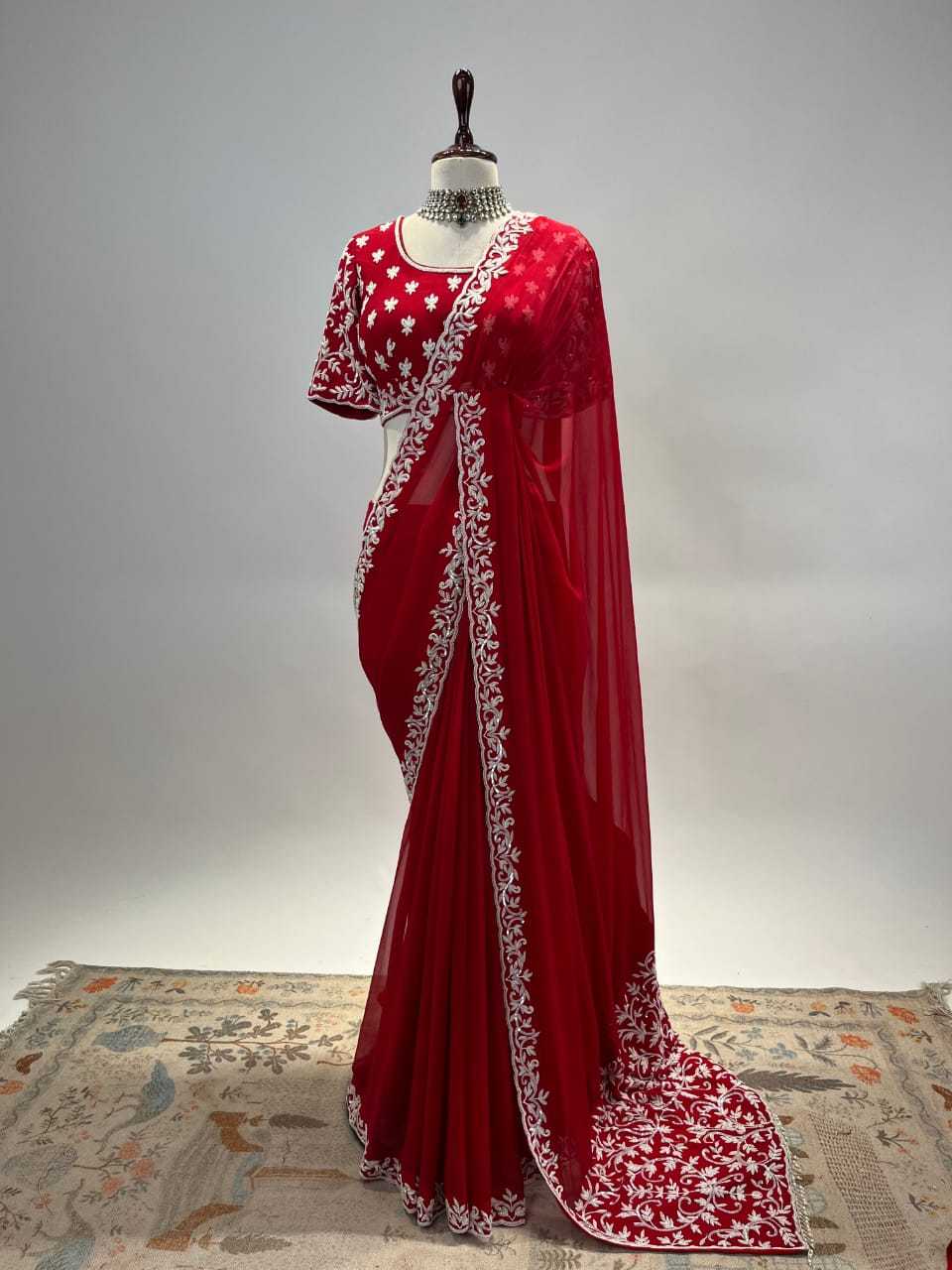 YNF JIMMY CHOO RIN134 314 WHOLESALE JIMMY CHOO FANCY RED SAREE MANUFACTURE