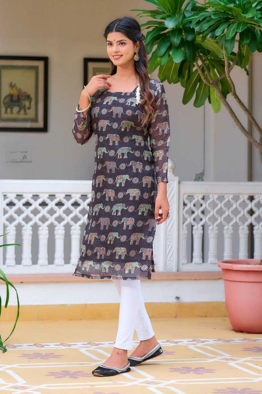 YNF KOTA CHEX KESH243 1032 KURTIS WHOLESALE LONG PRINTED BLACK KURTIS MANUFACTURER