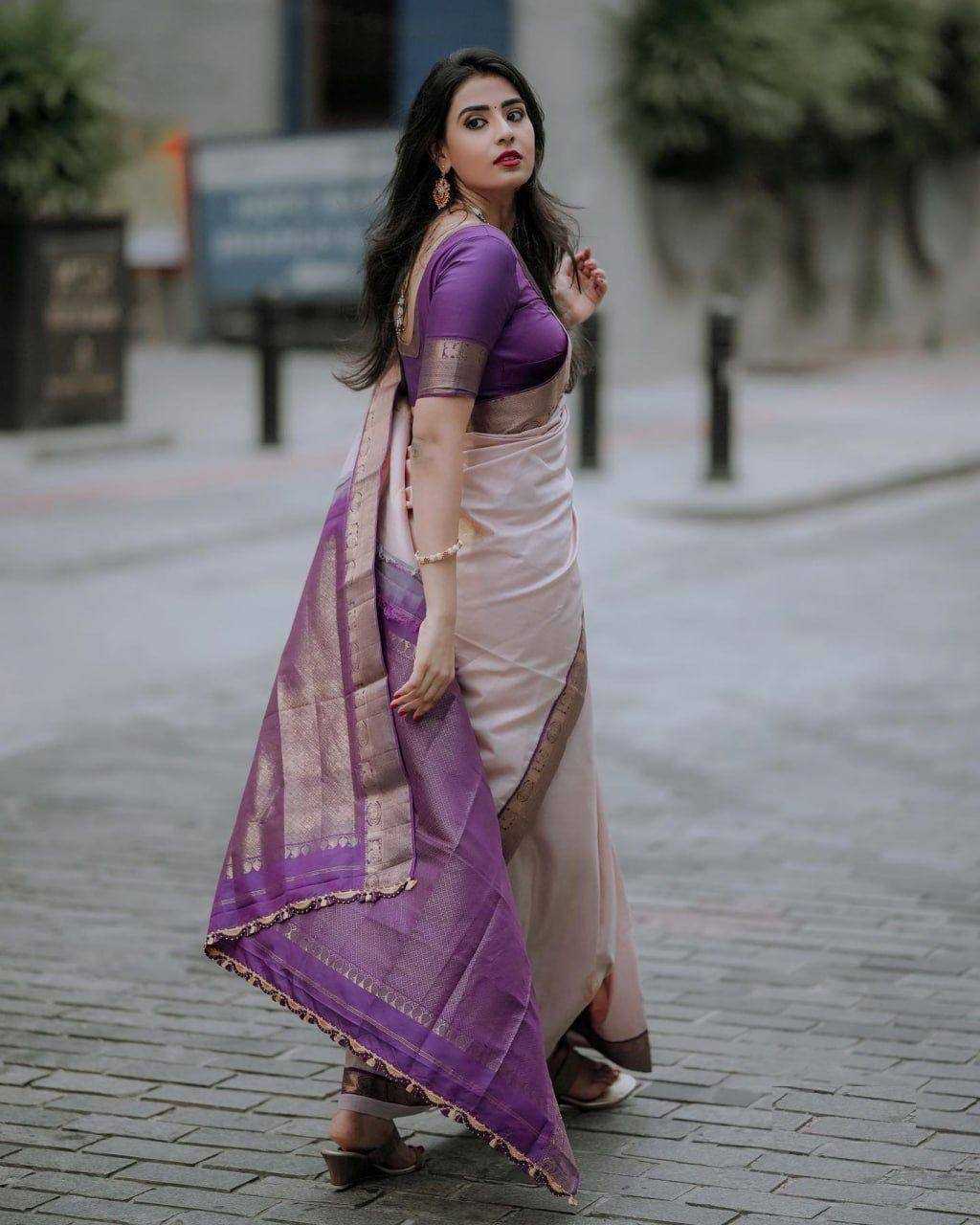 YNF LICHI SILK RIN179 775 SILK SAREES WHOLESALE BANARASI SILK ZARI BORDER SILK PURPLE SILK SAREES MANUFACTURER