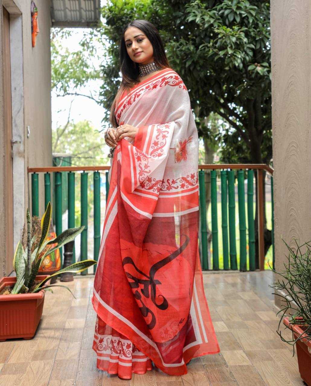 YNF LINEN KESH223 167 SAREES WHOLESALE TRADITIONAL PRINTED LINEN SAREES MANUFACTURER