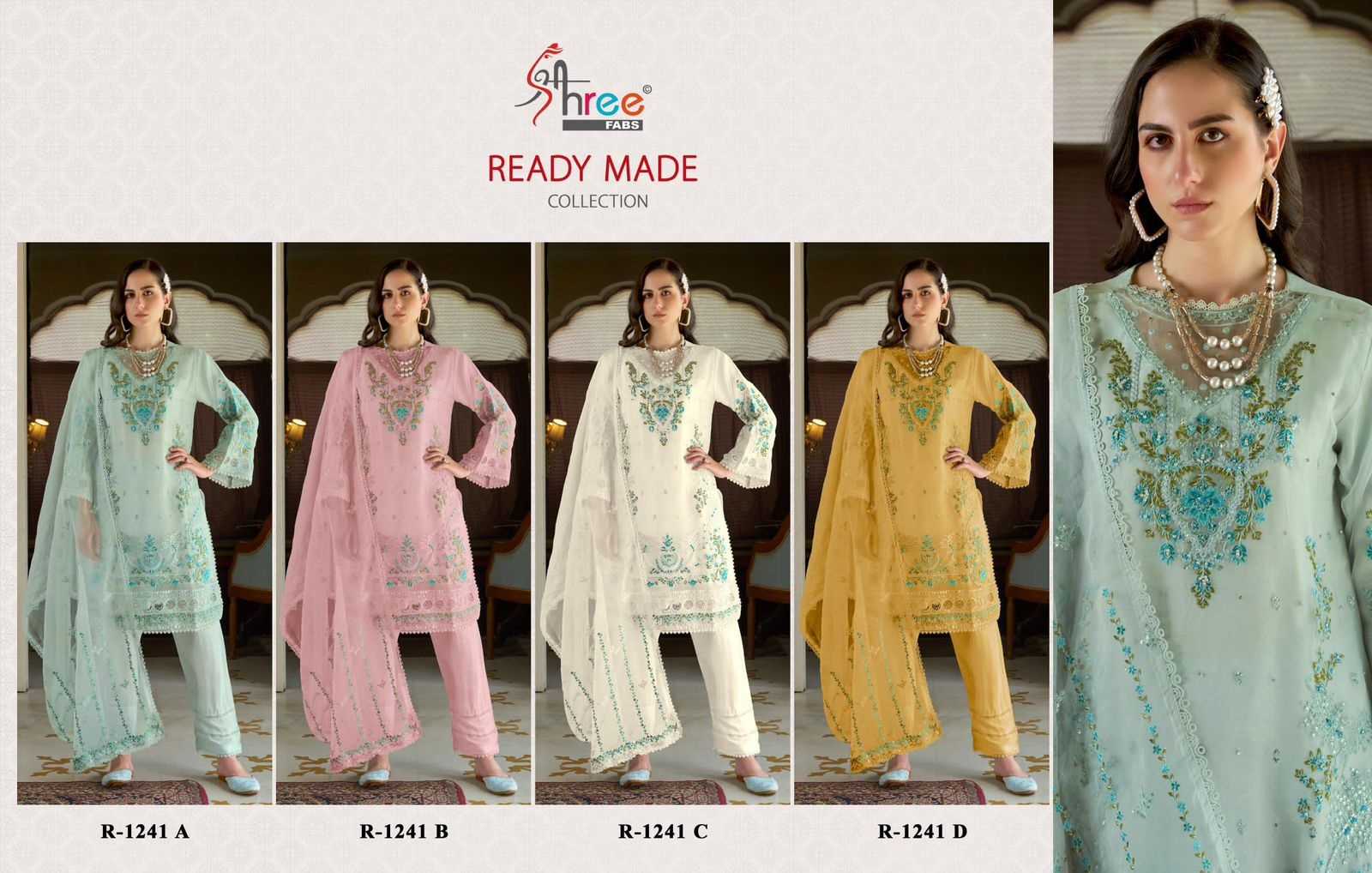 YNF ORGANZA SHREE FABS RIN145 MRD09 CLOTHING BRANDS WHOLESALE SUIT MANUFACTURER