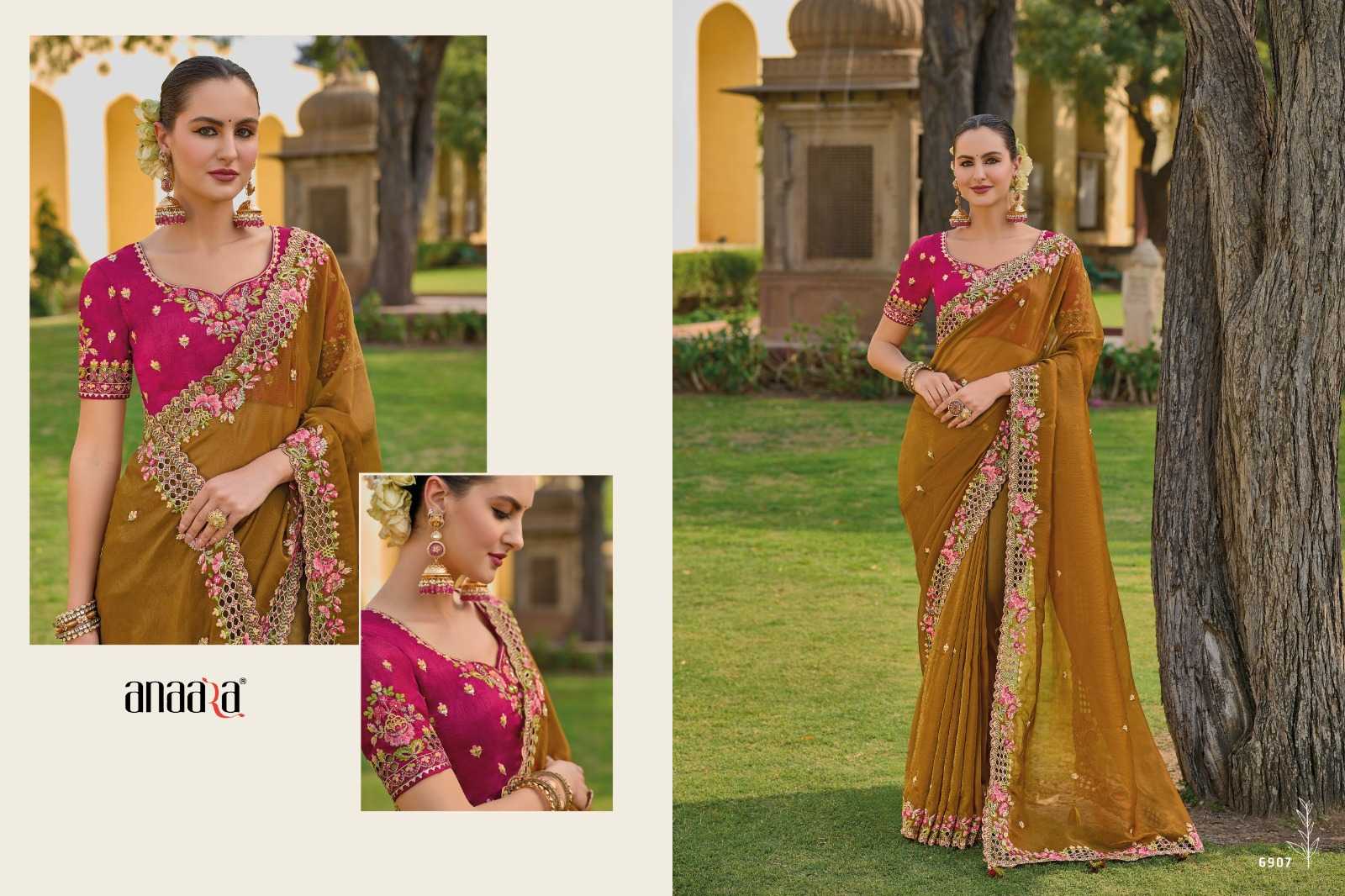 YNF ORGANZA SILK TATHASTU KESH235 6900 SERIES 6907 CLOTHING BRANDS WHOLESALE SAREES MANUFACTURER